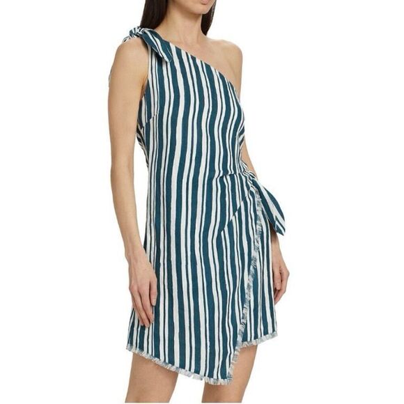 Simon Miller Ren One Shoulder Linen Blend Wrap Mini Dress NWT Size 12/Large - Picture 1 of 6